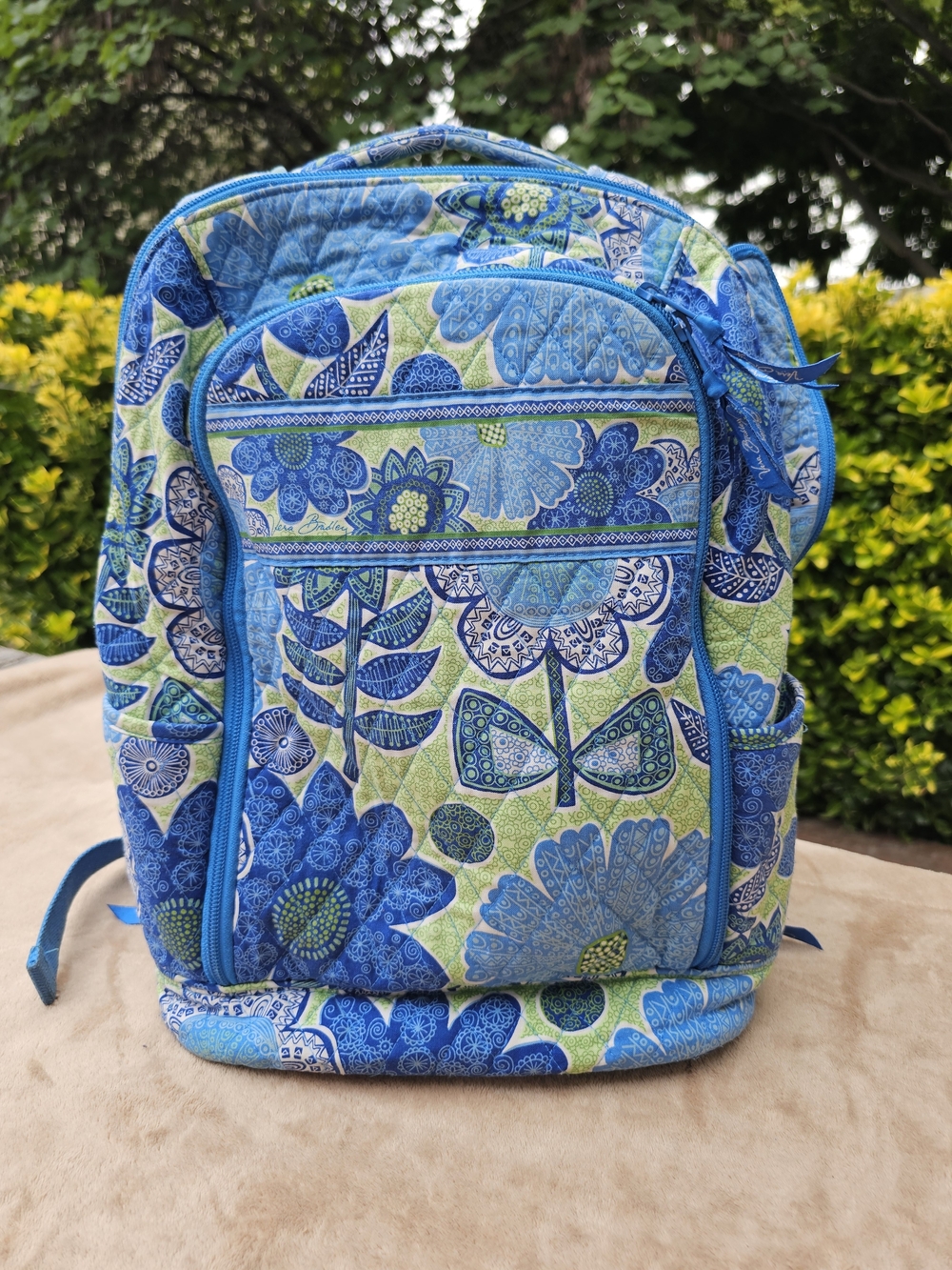 Vera Bradley Floral Blue Laptop Travel Backpack - Women's Bag